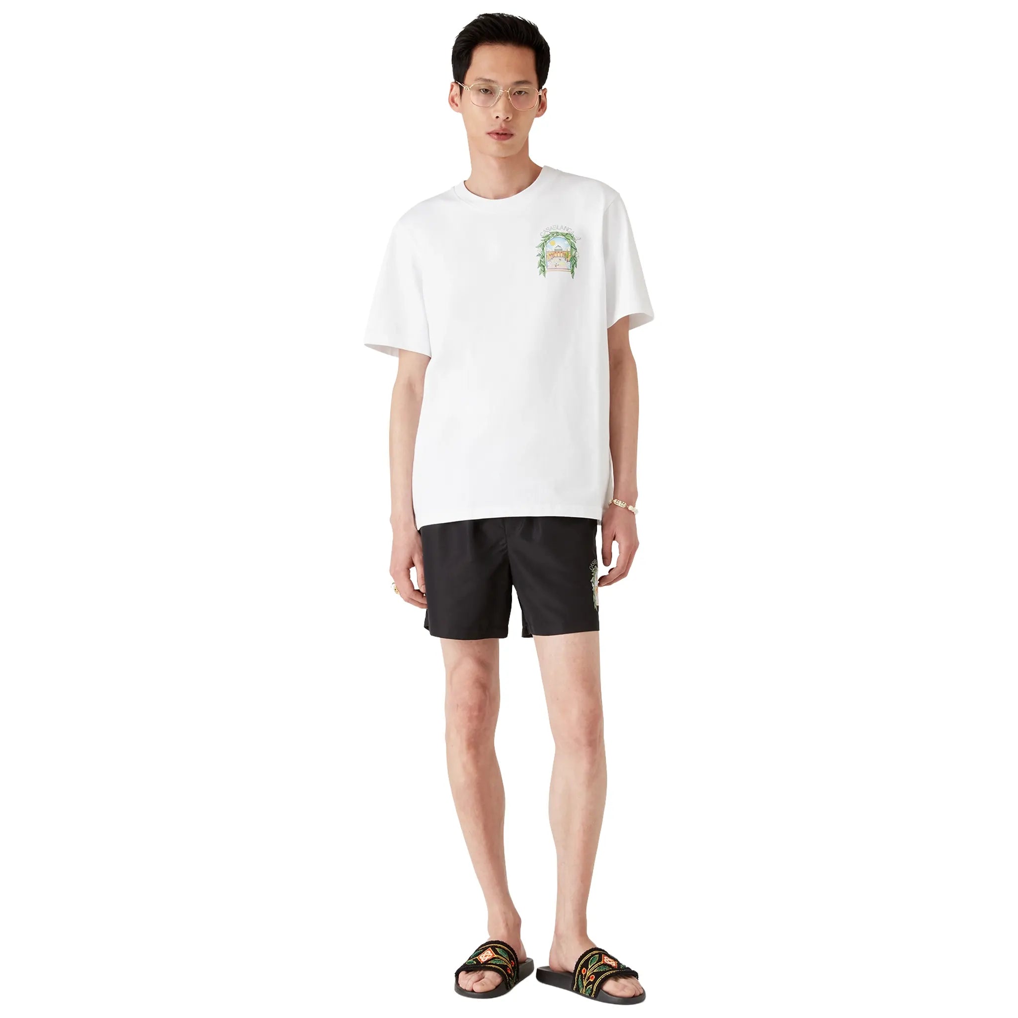 Front View of Casablanca L'Arche Tennis Club Graphic White T Shirt
